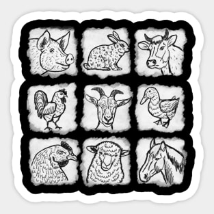 Farm animals w/b Sticker